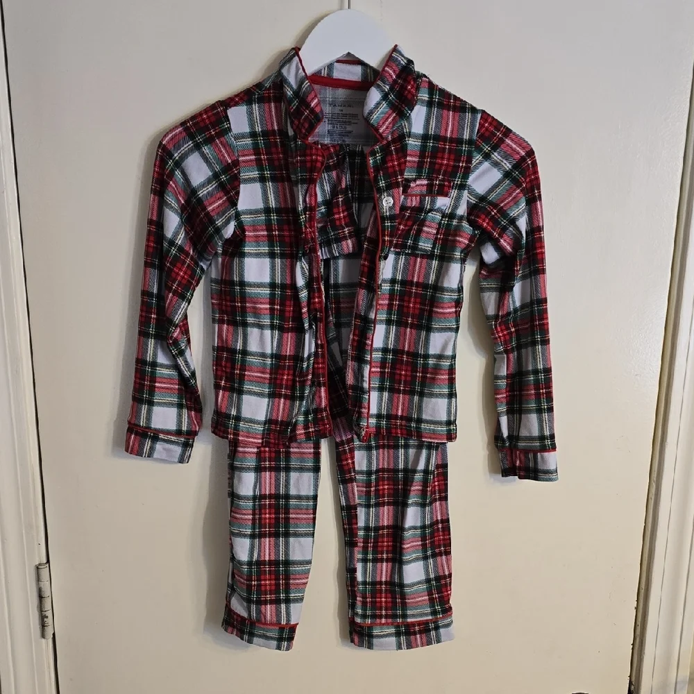 Tahari Girl's Red and Green Plaid Kids Pajama Set